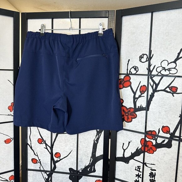 Club Monaco Navy Blue Shorts 7” Inseam Size M Mens Drawstring Pockets Stretch - Picture 3 of 5